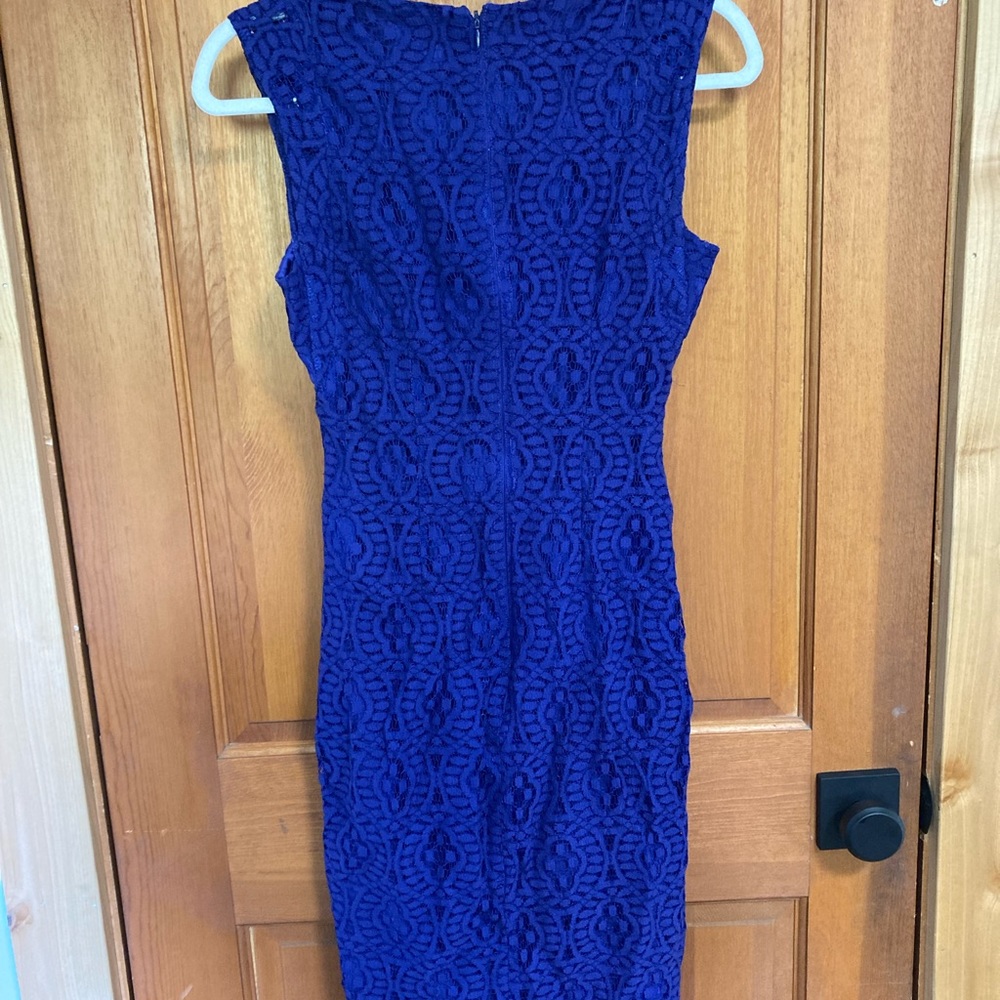 Royal blue lace fitted cocktail dress. - Picture 4 of 4
